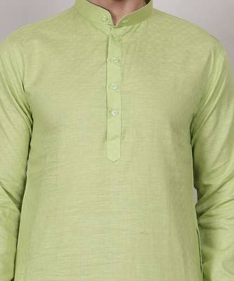 Green self weaving cotton straight kurta 3