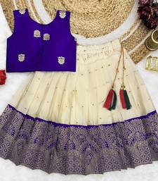 Baby Girls Readymade South Indian Pattu Pavadai Lehenga Choli Set For Kids