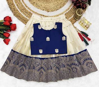 Baby Girls Readymade South Indian Pattu Pavadai Blue Lehenga Choli Set For Kids 1