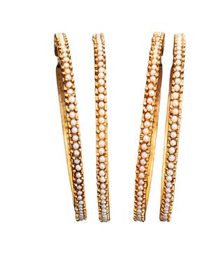 gold alloy bangles set with pearl work 4