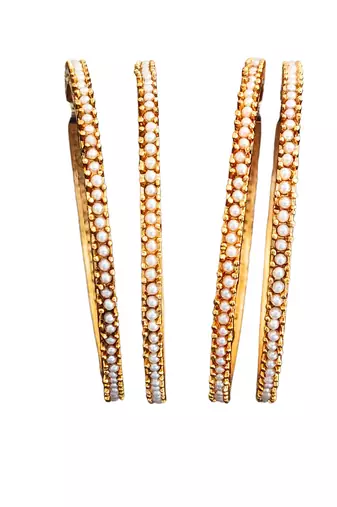gold alloy bangles set with pearl work