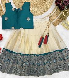 Baby Girls Readymade South Indian Pattu Pavadai Rama Lehenga Choli Set For Kids