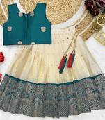 Baby Girls Readymade South Indian Pattu Pavadai Rama Lehenga Choli Set For Kids