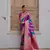 Pink banarasi silk blend weaving saree with zari woven fancy tassels