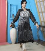 Black chanderi embroidered a line kurta &