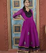 Pink georgette embroidered a line kurta &