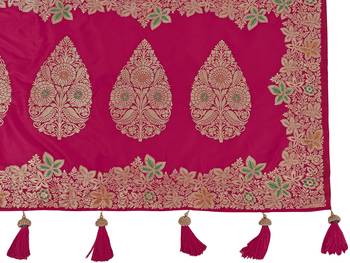 pink Banarasi soft silk blend woven jacquard saree with blouse piece 6
