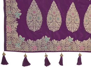 Purple banarasi soft silk blend woven jacquard saree with blouse piece 6