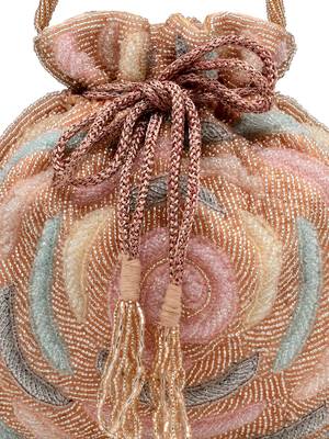 dangle coral blossom & pastel multi rose embellished faux silk potli 8