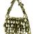 Anekaant tipify olive green & gold mirror work embellished fabric clutch