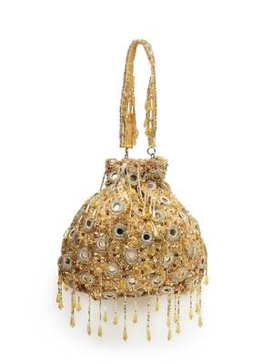 droop champagne mirror work quirky embellished faux silk potli 10