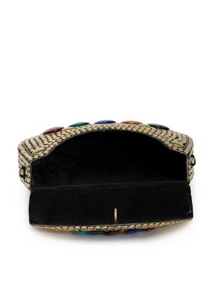mosaic gold & multi mosaic embellished metal clutch 7