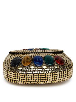 mosaic gold & multi mosaic embellished metal clutch 11