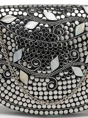 mosaic silver mosaic embellished metal clutch 8