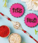 Premium Rakhi For Bhaiya And Bhabhi With 2 Ridhi Sidhi Wall Sticker 