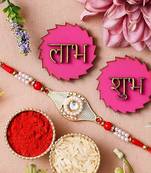 Rakhi For Brother With Shubh Labh Sticker For Wall