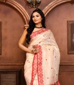 Off white tussar silk saree with blouse piece