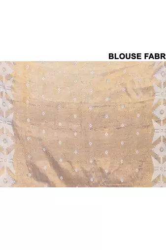 gold blue dual tone organic tissue jamdani saree with blouse piece