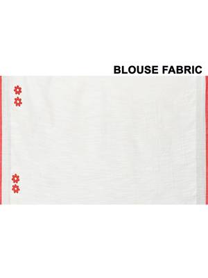 white exclusive applique saree with blouse piece 5
