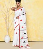 white exclusive applique saree with blouse piece
