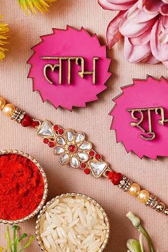 Premium Rakhi For Bhaiya And Bhabhi With 2 Ram Wall Sticker 