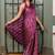 Magenta chiffon foil stripes leheriya print sequins lace border saree with unstiched blouse piece