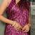 Magenta chiffon foil stripes leheriya print sequins lace border saree with unstiched blouse piece