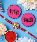 Multicolor Rakhi For Brother With Riddhi-Siddhi Sticker for Home Decor