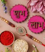 Rakhi For Brother Sister With Shubh Labh Sticker For Wall Decor