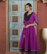 Pink georgette embroidered a line kurta & pants set