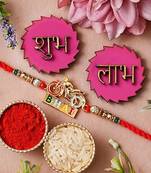 Bike Designer Rakhi For Brother Sister With Shubh Labh Wall Sticker