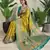 Lemon soft paithani silk blend saree with zari weaving meenakari design