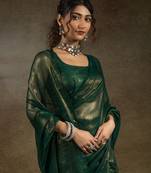Turquoise Plain Fendi Satin One Minute Saree with Blouse
