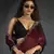 Maroon Embroidered Fendi Satin Silk Two Tone Saree with Blouse