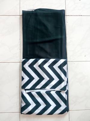 Blackish Green Printed Satin Saree with Blouse Piece 4