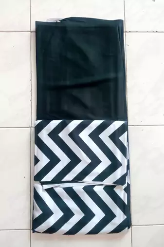 Blackish Green Printed Satin Saree with Blouse Piece