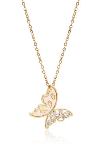 Gold color butterfly shape stainless steel  gold plated demi fine pendant