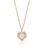 White color heart shape stainless steel  gold plated demi fine pendant