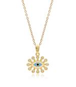 Blue color evil eye stainless steel  gold plated demi fine pendant