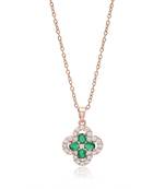 Green color stainless steel  gold plated demi fine pendant