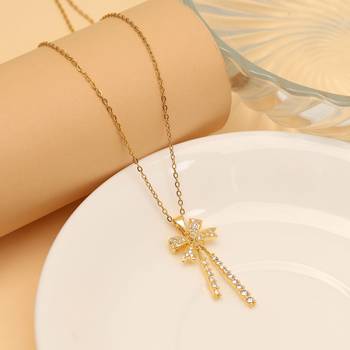 Gold color stainless steel  gold plated demi fine pendant 5