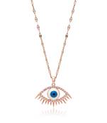 Blue color evil eye stainless steel  gold plated demi fine pendant