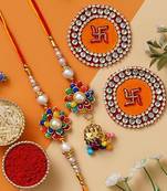 Combo Of 2 Rakhi For Bhaiya And Bhabhi With 2 Designer Wall Sticker