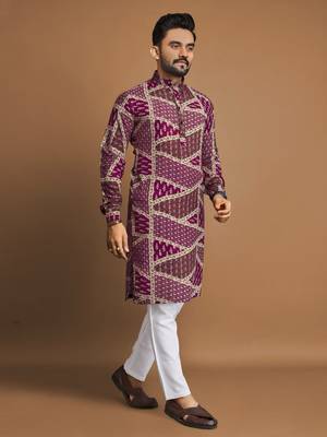 Pink soft cotton foil printed with ethnic motif design kurta pajama set+ 1