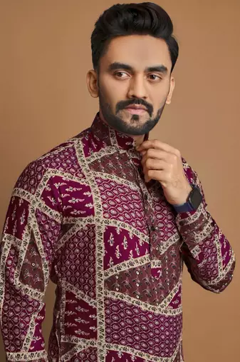 Pink soft cotton foil printed with ethnic motif design kurta pajama set+