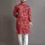 Red soft cotton foil printed with ethnic motif design kurta pajama set