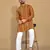 Mustard soft cotton foil printed with ethnic motif design kurta pajama set