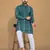 Teal soft cotton foil printed with ethnic motif design kurta pajama set
