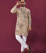 Brown viscose rayon chikankari lucknowi embroidered work kurta pajama set