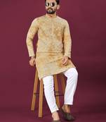 Mustard viscose rayon chikankari lucknowi embroidered work kurta pajama set